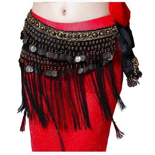 Wuchieal Women's Big Noise Belly Dance Tribe National Style Belt Tassel Hip Scarfs Velvet Waist