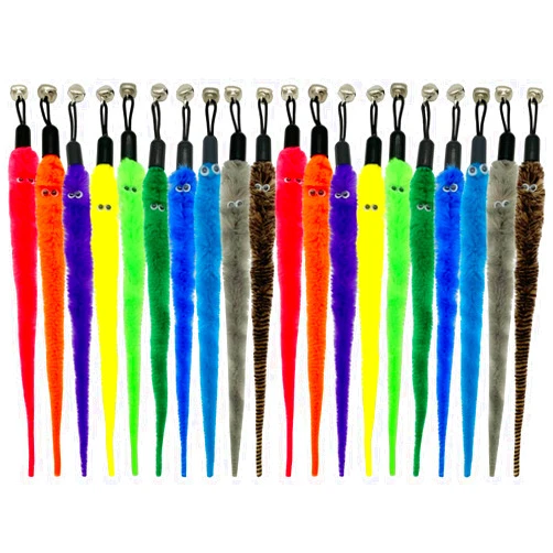 CATENESS Cat Worm Toy Cat Wand Replacement, 20 PCS Worm Cat Toy Refills, Cat Wand Attachments Worm for Cat Toys
