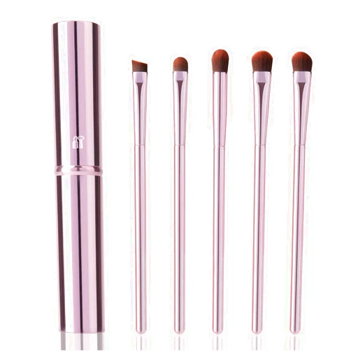 YUE SHEN NAN 5Pcs Eyeshadow Brush Set, Portable Eye brushes, Premium Eye Makeup Brush, Eyeliner Brush, Angled Brush by YUESHENNAN (pink).