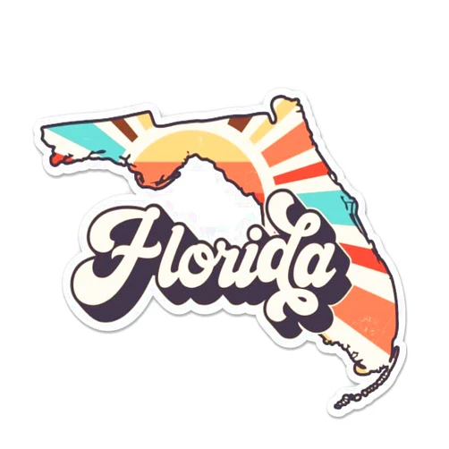 AK Wall Art Florida Retro Style State Vinyl Sticker - Car Phone - 3