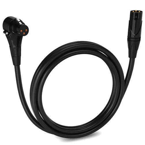 LyxPro 6 Feet Right Angle XLR Female to Male 3 Pin Mic Cord for Powered Speakers Audio Interface Professional Pro Audio Performance Camcorders DSLR Video Cameras and Recording Devices - Black