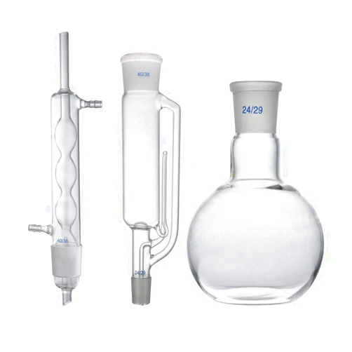 MXBAOHENG 500ML Soxhlet Extractor 50/42 24/29 Soxhlet Extraction Apparatus Set Include Allihn Condenser, 150ml Flat Bottomed Single-Mouth Flask, Extraction Tube