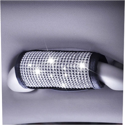 EGBANG 4 Pcs Crystal Diamond Car Door Handle Covers Bling Rhinestone Leather Handcraft Car Accessories Cover for Women Universal Fit (4 Pcs Door Handle Covers)
