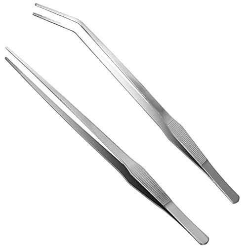 Luxiv Aquarium Tweezers Extra Long 15 inches, Luxiv Stainless Steel Straight and Curved Tweezers 38cm Extra Long Tweezers for Fish Tank Plant Aquascape Tools, Feeding Tongs