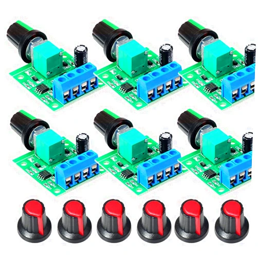 Gebildet 6pcs PWM Low Voltage Motor Speed Controller DC 1.8V/3V/5V/6V/12V 2A 1803BK 1803B Adjustable Driver Switch with Speed Control Knob