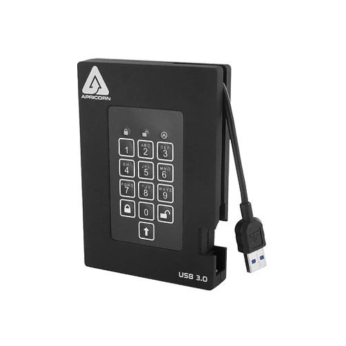 Apricorn 2TB Aegis Padlock Fortress FIPS 140-2 Level 2 Validated 256-Bit Encrypted USB 3.0 Hard Drive with PIN Access (A25-3PL256-2000F)