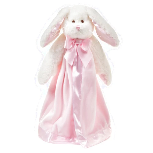 Bearington Collection Bearington Baby Bunny Snuggler, 15 Inch Pink Rabbit Plush Stuffed Animal Security Blanket Lovey for Babies