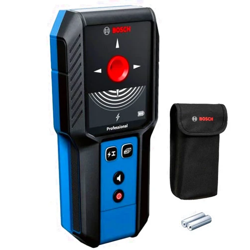 BOSCH GMS120-27 Wall Scanner and Stud Finder, Detects Wood, Metal, and Live Wires Behind Your Wall - Includes 2 AA Batteries and Pouch