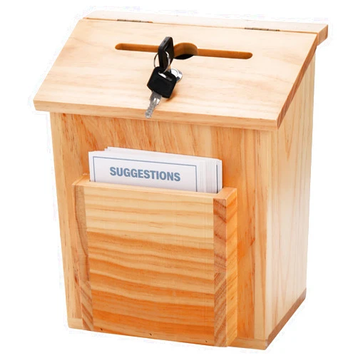 ZENFUN Wooden Suggestion Box with 50 Free Suggestion Cards, Natural Pinewood Ballot Comment Box Donation Box with Locking Hinged Lid for Countertop or Wall Mounted, 8.7'' x 5.8