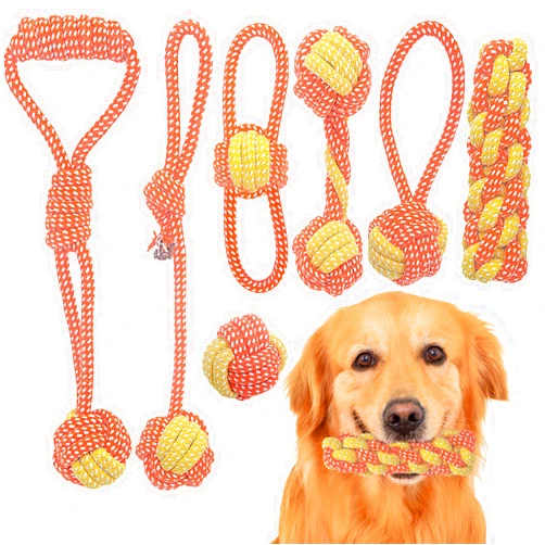 Weocar 7 Pack Puppy Rope Toys, Dog Rope Toys for Small Dogs, Dog Tug Rope, Puppy Teething Rope for Teeth Cleaning and Chewing, Keep The Dog from Being Bored, Variety of Dog Cotton Rope Toys, Orange