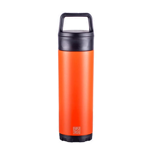BruTrekker Bottle - Insulated Stainless Steel Tumbler Mug Keeps Drinks Hot or Cold - 2 Piece Versatile Drink and Pour Lid - Reusable Coffee Water or Beer Growler (Red Rock, 18 fl.oz)
