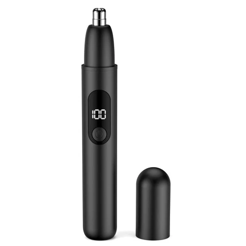 Smity Ear and Nose Hair Trimmer Professional Painless Eyebrow Trimmer for Men and Women Battery-Operated Dual-Edge Blades Built-in LED Light (Black)