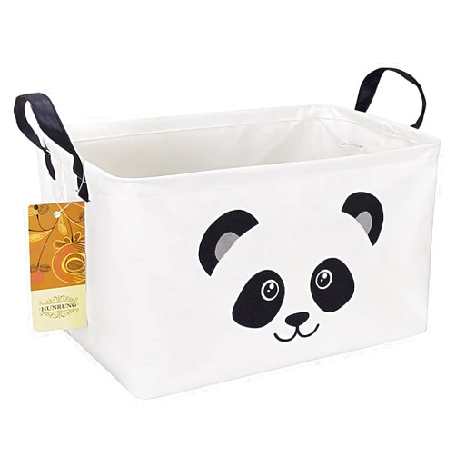 HUNRUNG Rectangle Storage Basket Cute Canvas Organizer Bin for Pet/Children Toys, Books, Clothes Perfect for Rooms/Playroom(Rectangle Panda)