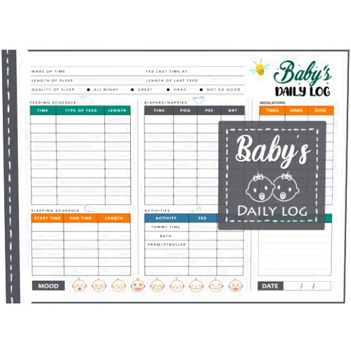 Lara Inidam Baby's Daily Log Book For Newborns: Nanny Newborn Baby or Toddler Log Tracker Journal Book | Baby's Daily Log Book Record Sleep, Feed, Diapers, ... Supplies Needed | 100 Pages, 8.25 x 6 Inches