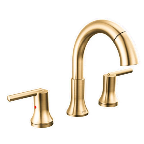 Delta Faucet Trinsic Pull Down Bathroom Faucet, Bathroom Pull Out Faucet, Gold Widespread Bathroom Faucet 3 Hole Pull Down, Bathroom Sink Faucet with Magnetic Docking, Champagne Bronze 3559-CZPD-DST