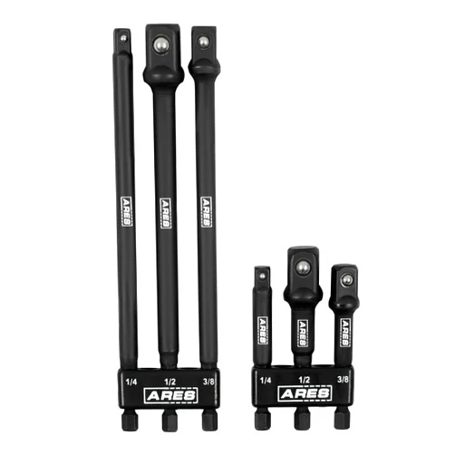 ARES 22025 – 6-Piece 3-Inch and 6-Inch Impact Grade Socket Adapter Set - Turns Impact Drill Driver into High Speed Socket Driver - 1/4-Inch, 3/8-Inch, and 1/2-Inch Drive