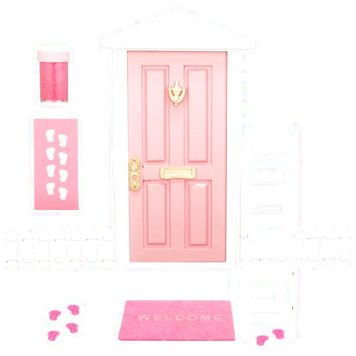 Zhanmai Tooth Fairy Door Kit Mini Wooden Tooth Fairy Door with Accessories Fairy Tale Education Learning Toy for Girls Dollhouse Mini Garden Decoration DIY Craft Activities (Pink)