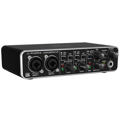 Behringer U-Phoria UMC204HD Audiophile 2x4 USB Audio/MIDI Interface with MIDAS Mic Preamplifiers, 24-Bit/192kHz Resolution