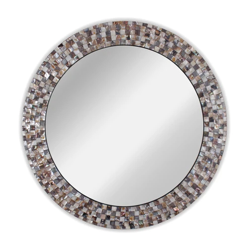 CHLOE's Reflection Vertical Hanging Seashell Finish Round Framed Wall Mirror 30