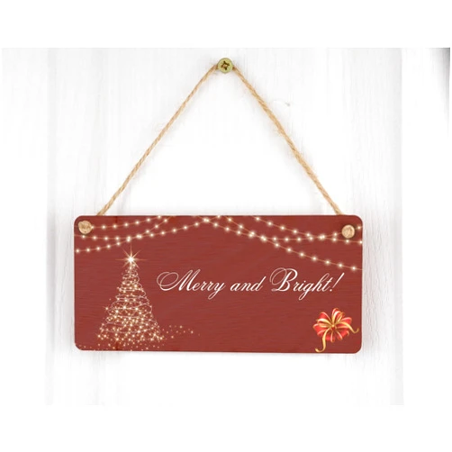 Generic FELIXTA Merry Christmas and Happy New Year – Festive Plywood Hanging Room Sign (Merry&Bright)