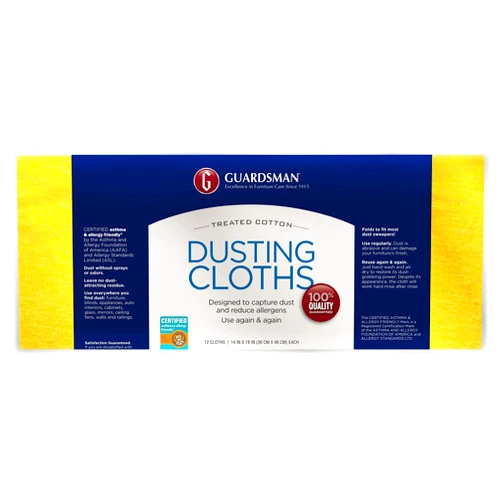 Guardsman Wood Furniture Dusting Cloths - 12 Pre-Treated Cloths - Captures 2x The Dust of a Regular Cloth, Specially Treated, No Sprays or Odors - 462500