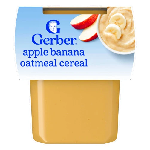 Gerber Stage 2 Baby Food, Apple Banana Oatmeal Cereal Tubs, Iron Helps Support Brain Development, No Added Colors or Flavors, Baby Oatmeal, 2-Pack