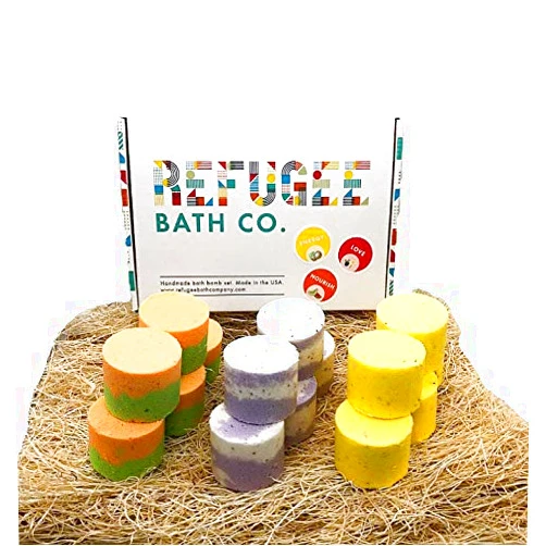 Refugee Bath Co. Variety Pack Bath Bombs 3.0 Ounces Each Organic Cocoa Butter Natural Plant-Based Ingredients (Variety 15 Pack: Rejuvenate)