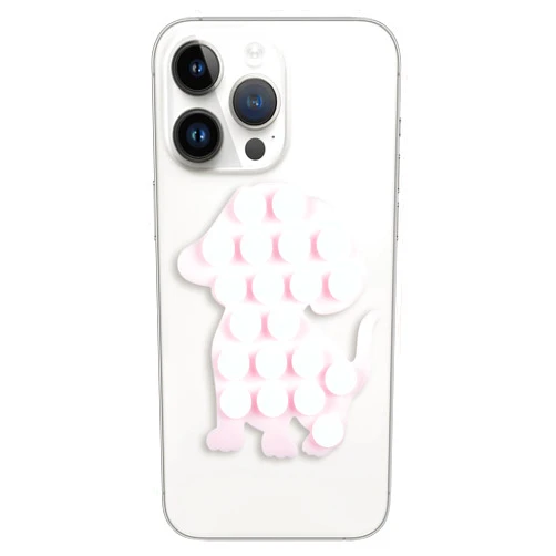 Mijafaron Suction Phone Case Mount, Silicon Adhesive Phone Accessory for iPhone and Android, Hands-Free Fidget Toy Mirror Shower Phone Holder, Tiktok Videos and Selfies(Dog Shaped, Light Pink)