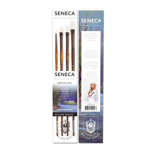 Willow Wolfe Seneca Artist Brushes by Willow Wolfe, Professional Synthetic Bristle Paint Brush for Acrylic, Oil and Water Mixable Oil, Series 1700, Set 100