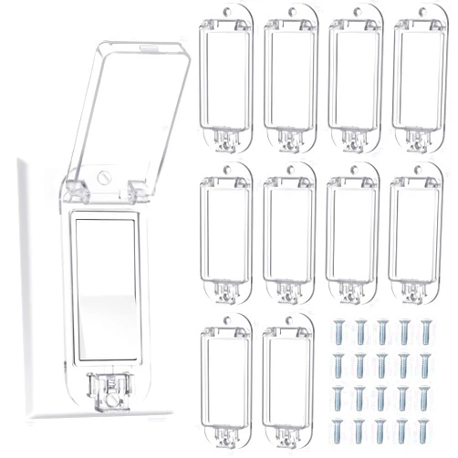 Tellegloww 10 Pack Light Switch Guard Cover Baby Child Proof Wall Light Switch Cover Guard for Rocker Protects Your Lights or Circuits from Being Accidentally Turned on or off (Clear)