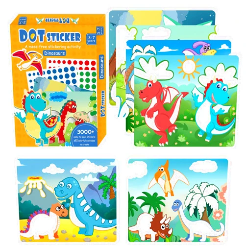 Weipbwor Dot Stickers Arts and Crafts Activity Kits for Kids 12 Themed Mess-Free Painting Coloring Dinosaur Sticker Books Travel Essentials Preschool Learning Gifts for Toddlers Girls Ages 3 4 5 6 7