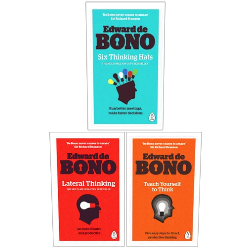 Edward de Bono Collection 3 Books Set (Six Thinking Hats, Lateral Thinking, Teach Yourself To Think)