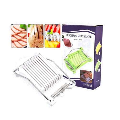 ICSTM Multipurpose Luncheon Meat Slicer,Stainless Steel Wire Egg Slicer,Cuts 11 Slices for Spam,Cheese,fruit,Soft Food and Ham (White)