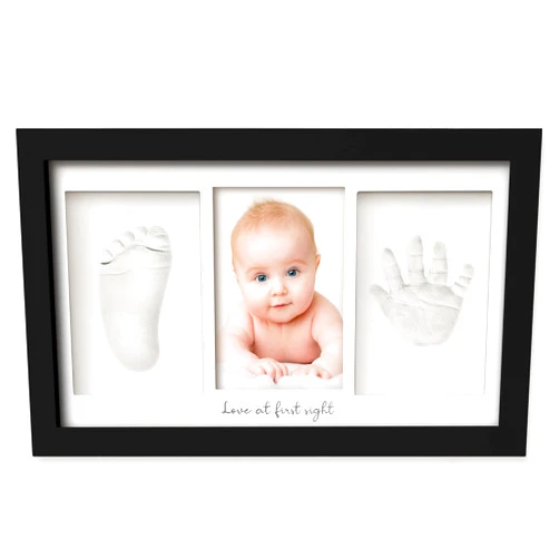 KeaBabies Baby Hand and Footprint Kit - Clay Handprint Keepsake Frame, Newborn Nursery Picture Frame, Personalized New Mom Gifts for Baby Shower & Registry (Onyx Black)