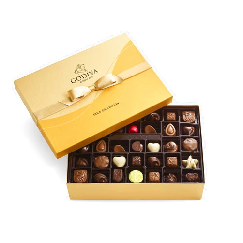 Godiva Chocolatier Gourmet Chocolate Gold Gift Box - 72-Piece Assortment with Ganaches, Nuts, Caramels, Pralines in Milk, White, Dark Chocolate Shells - Quality Assorted Chocolate Candy Box with Gold Ribbon