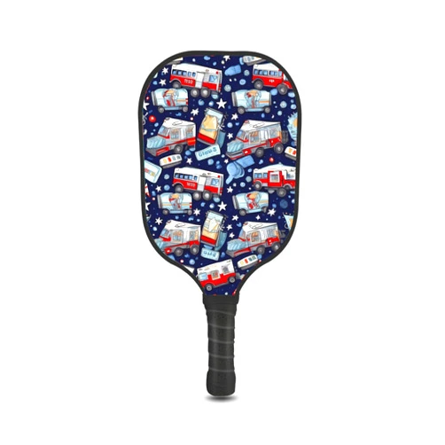 SHENCANG BLUE Pickleball Paddles with Designer Tile Type Vehicle zz-Art cc3 Pattern Custom Made Honeycomb Polymer Core & Comfort Grip Set with 2 Pickleball Rackets 4 Pickle Balls 1 Carry Bag