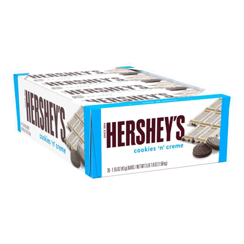 HERSHEY'S Cookies 'n' Creme Candy Bars, 1.55 oz (36 Count)