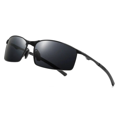 SUNGAIT Ultra Lightweight Polarized Sunglasses Men Rectangular Metal Frame with Spring Hinge