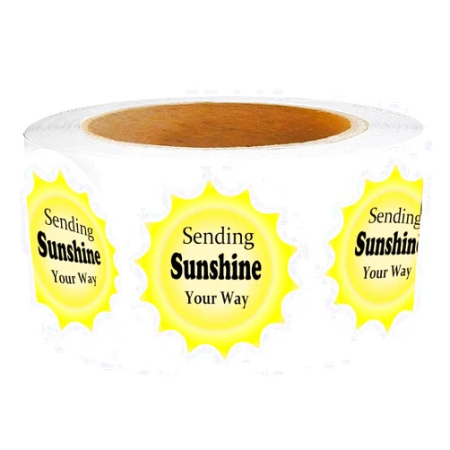 Remarkable, Sending Sunshine Your Way Stickers, 1.5 Inch Sending Sunshine Themed Thank You Customer Appreciation Sticker Labels for Small Shop,Small Business, Packaging (500 Pcs)