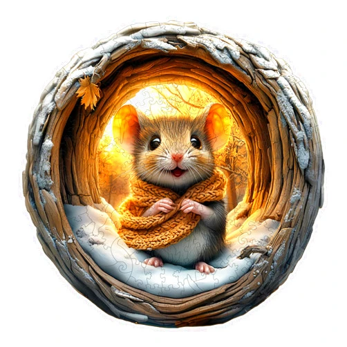 KAAYEE Wooden Puzzles for Adults 100 Pieces Visual 3D Wooden Mouse Jigsaw Puzzles for Adult Animal Wood Puzzle Gifts for Mother's Day Adults Kids Mouse Puzzle(8.5 * 8.4in)