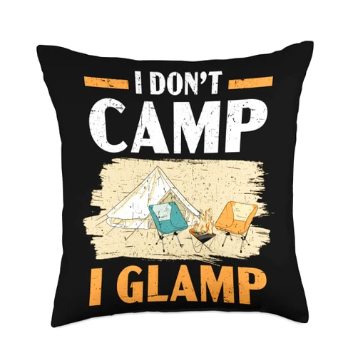 Camping Camper Glamping SteMi Apparel Glamp Camper Nature Lover Camping Throw Pillow, 18x18, Multicolor