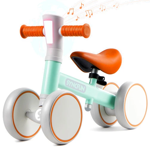 SYNCFUN LED Baby Balance Bike with Music for 1 2 Year Old Boys Girls, Balance Bike with Lights & Sounds, Baby Walker Balance Bike with 4 Wheels for Kids Birthday Gifts