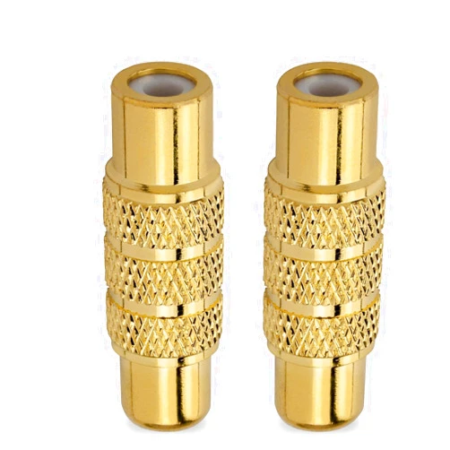 HTTX Premium Female to Female RCA Connector A/V Joiner Video and Audio Coupler Metal Adapter Component Gold Plated (2-Pack)
