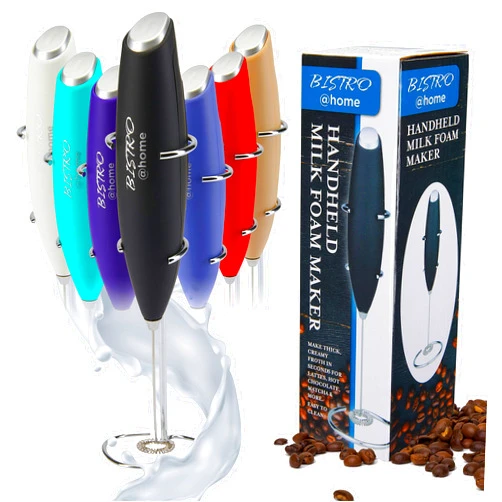 Powrma Bistro@Home Milk Frother Handheld, Frother for Coffee Drink Mixer Milk Foamer, Milk Frothers (Black)