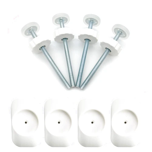 Vmaisi Baby Gate Extender Extention-4 Pack Baby and Pet Safety Stair Gate Threaded Spindle Rods Replacement Parts Bundle with Wall Protector (Round-White-4 Pack)