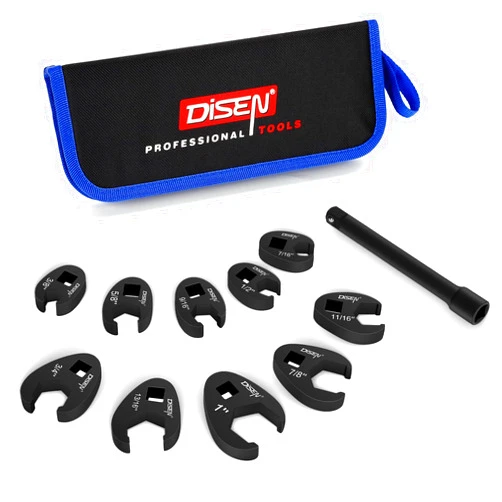 DISEN 11 PCS Crowfoot Wrench Set for 3/8
