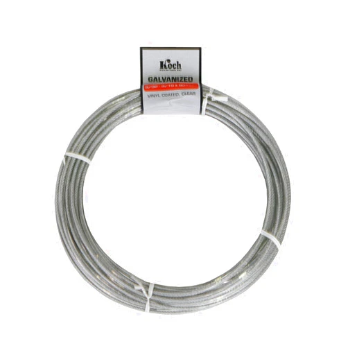 Koch Industries Koch A41104 7 x 7 Pre-cut Vinyl Coated Galvanized Wire Rope Cable 3/32-3/16-Inches by 50-Feet, Coil, Clear