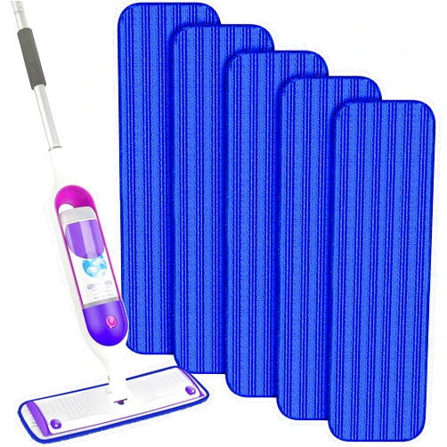 MANGOTIME Reusable Mop Pads Compatible with Swiffer PowerMop, Microfiber Mop Replacement Pads Refills Washable Wet Spray Mop Refills Floor Mop Heads for Hardwood Floor Cleaning, 5 Pack Blue