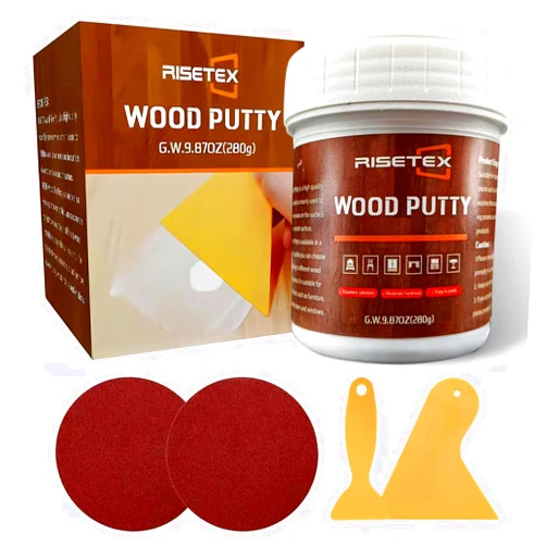 RISETEX Wood Filler Putty,RISETEX Wood Filler Stainable and Paintable,Natural Wood Putty,Wood Repair Kit for Quickly Repair Any Breaks,Cracks, Chips and Defects in Wooden Furniture,Easy to Use and Sand