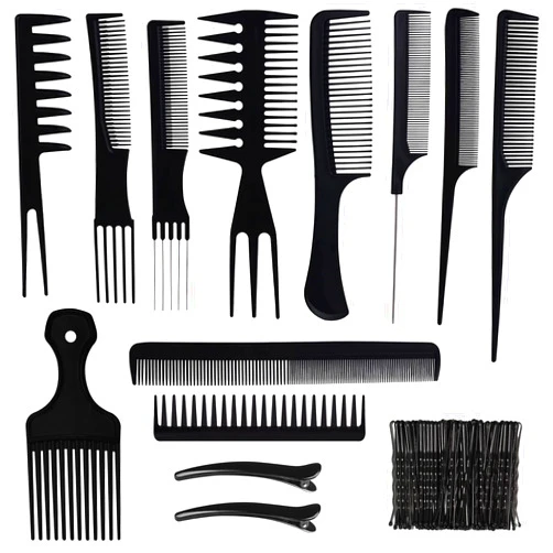 FIRSTPELLA 14 PCS Professional Hair Comb Set for Women Men, Hair Stylists Styling Hair Combs Set Accessories Variety curl wide tooth rat tail comb Hairpin Great for Variety Hair Types & Styles Black